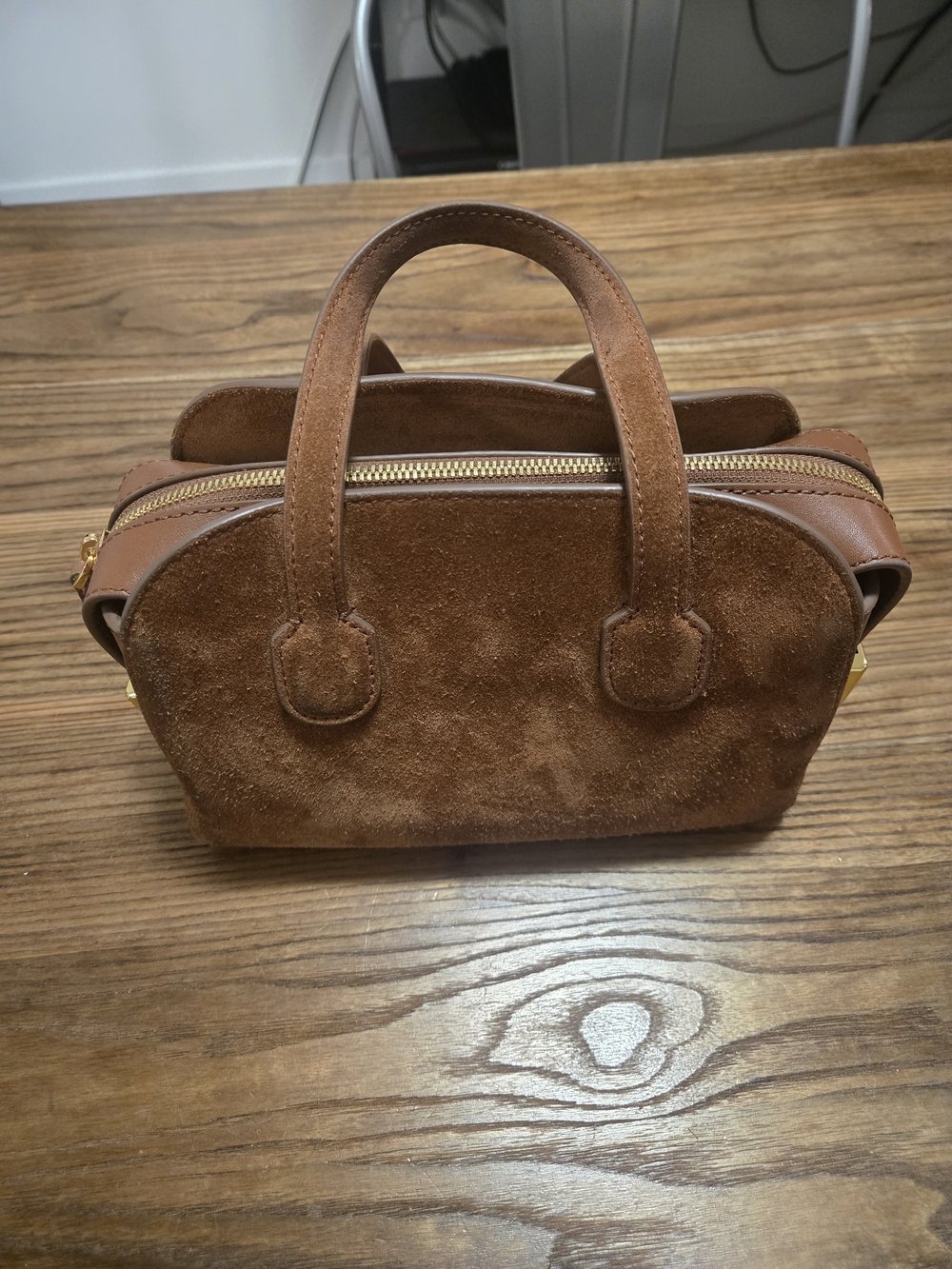 J. Crew Brown Suede Mini Satchel with Gold Hardware - Picture 2 of 8